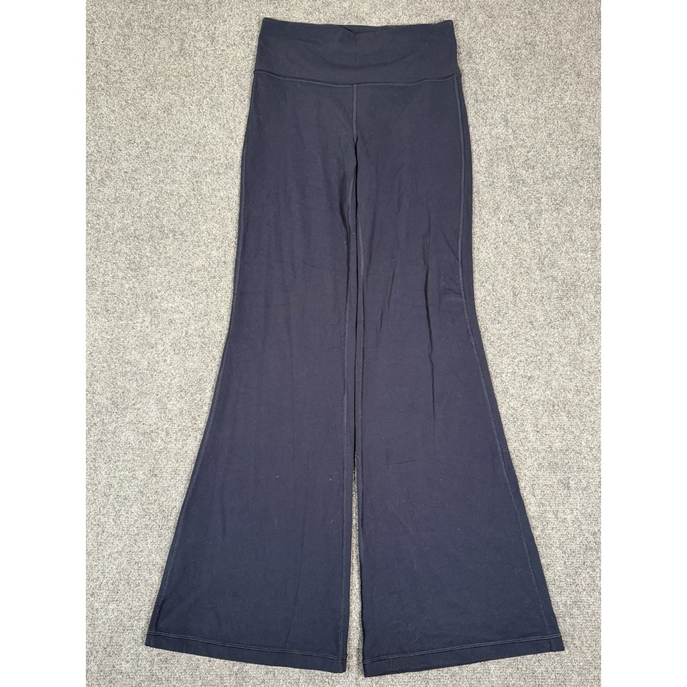 Athleta Elation Flare Pants Womens Medium Blue‎ High Rise Knit Yoga Stretch EUC